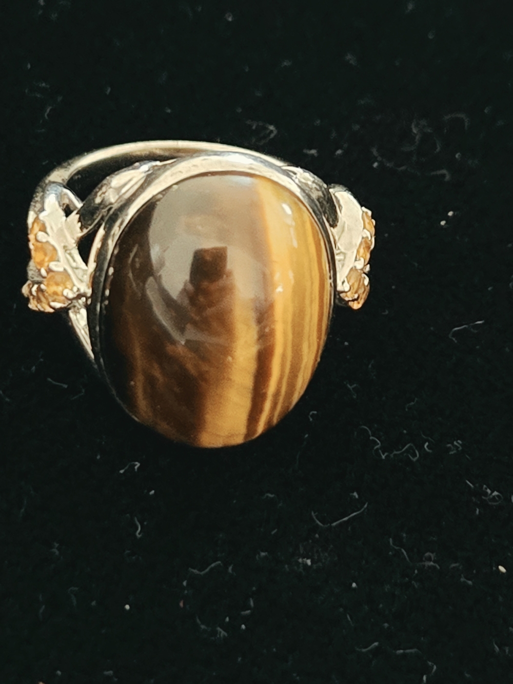 Sterling Silver Tiger's Eye Statement Ring - Brown Gemstone